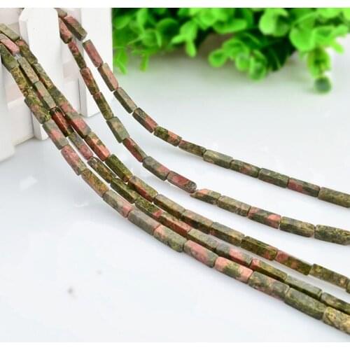 Natural Unakite Gemstones Square Tube Smooth Beads High Polished Genuine Unakites Stone Loose Style