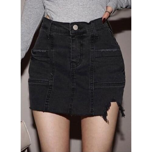 2021 New Womens Casual Bag Hip slimming frayed high Waist Skirt