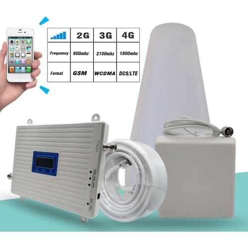 New 3G 4G Tri-Band Signal Booster GSM 900+DCS/LTE 1800(Band 3)+UMTS/WCDMA 2100(Band 1) Mobile Signal Repeater Cellular Amplifier