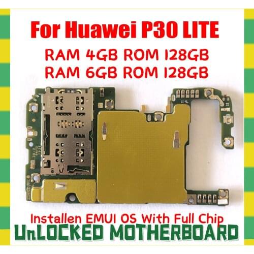 For HUAWEI P30 LITE 100% Clean Replaced Original Motherboard 128GB ROM 4GB RAM Mainboard Android OS Logic Board With Chip