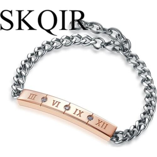 Personalized Letter Bracelet Stainless Steel Pendant Charm Bangle Silver Color Chain Statement Jewelry for Man Women Gift