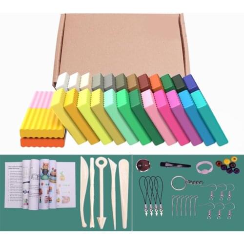 55Pcs DIY Polymer Clay 24 colors Polymer Clay Plasticine Safe Molding Craft Oven Baking Clay Blocks Birthday Gift Kids Education