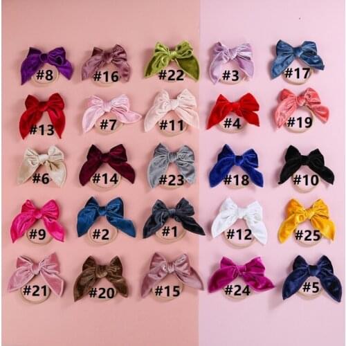 36pc/lot Baby Girl Headband 4.5" Velvet Bow Head Band Infant Thin Nylon Headbands Soft Hairband Toddler Hair Accessories Props