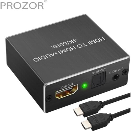 PROZOR HDMI-Compatible 2.0 Audio Extractor Support 4K/60Hz YUV 4:4:4 HDR HDCP2.2 to Optical SPDIF 3.5mm Audio Splitter Converter