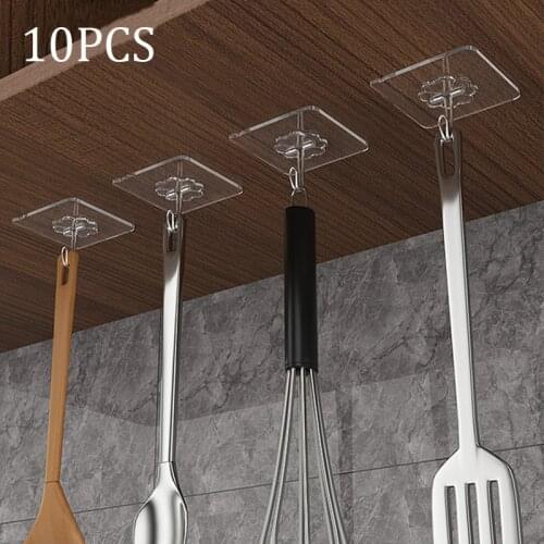 10PCS Transparent Strong Self Adhesive Door Wall Hangers Hooks Suction Heavy Load Rack Cup Sucker for Kitchen Bathroom