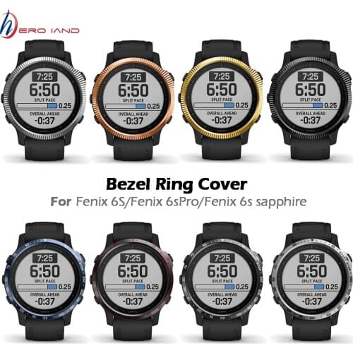 For Garmin Fenix 6S/6S Pro/6S sapphire Watch Metal Bezel Ring Stainless Steel Sculptured Time Units Adhesive Anti-scratch Cover