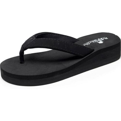 Slippers Womens Summer Fashion Wear Non-Slip Flip-Foot Embroidery Cute Heighten Wedge Shoes Thick-Soled New Beach Flip Flops