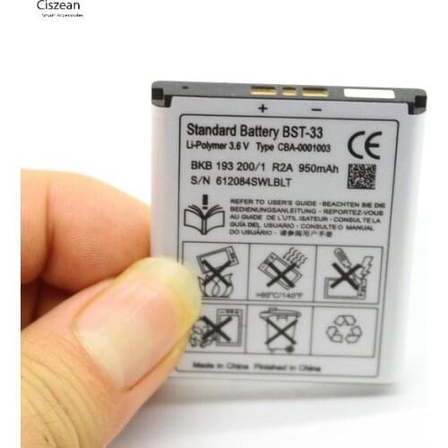 Ciszean 10pcs/lot BST-33 Phone Replacement Battery For K530 K790 K790i K790C K800 K800i K810i K818C W595C T700 C702 V800 950mAh