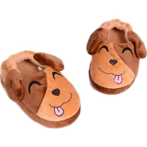 Baby Boy Slippers Cute Cartoon Dog Puppy Suede Thermal Anti-Skid Indoor Rubber-Soled Slippers Boy Slippers Kids