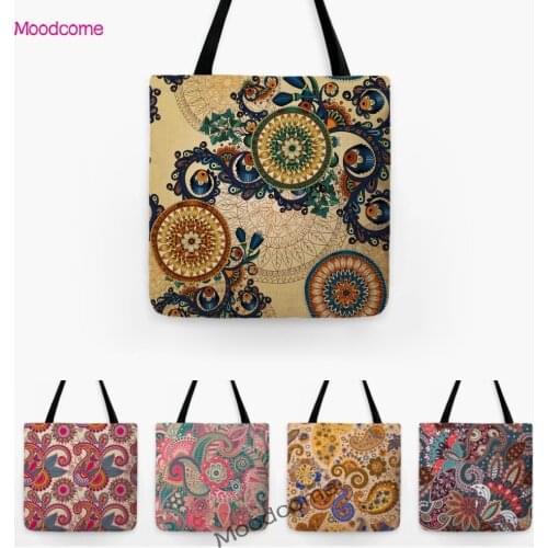 Traditional Europe Paisly Pattern Woman Girls Fashion Shopping Carry Bag Ethnic Colorful Classic Paisly Art Decorative Tote Bag