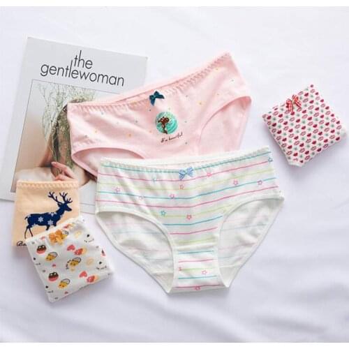 Girls Briefs Deer Stars Print Underwear Women Soft Panties Cotton Female Sexy Lingerie Underpants Woman Intimate Wholesale