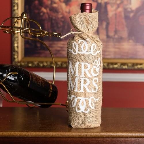Jute Wine Bottle Bag Sparkling Wine Champagne Blind Tasting Bag European Country Wedding Vintage Hessian Wine Packaging Bag