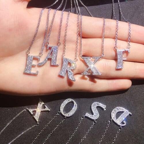 High Quality Zirconia Crystal 26A-Z Letters Pendant Necklace Micro Pave Zircon Initial Letter Necklaces Couple Name Necklace