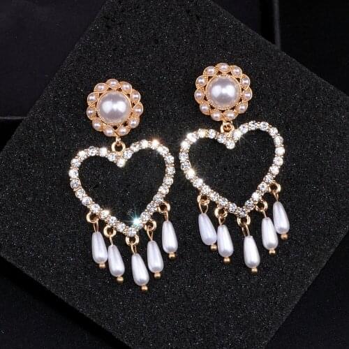 2018 New Design Wedding Party Jewelry Elegant Dangling Simulated Pearl Earrings Statement Tassels Drop Earrings for Women WX019