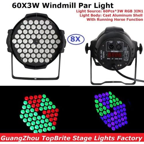 2020 Free Shipping 8Pack 60X3W RGB 3IN1 Led Par Lights 200W High Power LED Par Cans Strobe Effect DMX512 DJ Disco Equipments