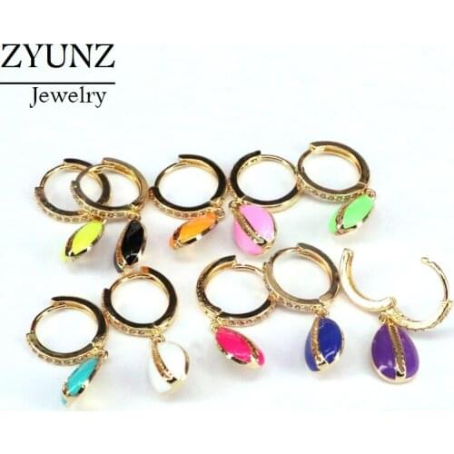 4 Pairs, Enamel Conch Shell Shaped Drop-Earrings Gold Color Brincos Jewelry Dangle Earrings For Friend Lover Jewelry Gift