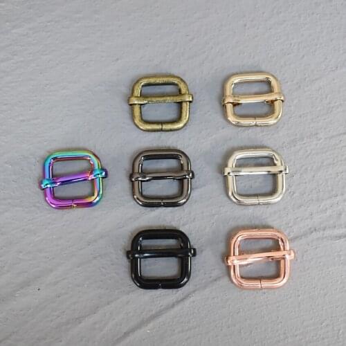 50 Pcs 15mm Metal Slider Adjustment Buckle Slides Bar Strap Adjuster Buckle for Leather Craft Bag Shoulder Belt Strap Webbing