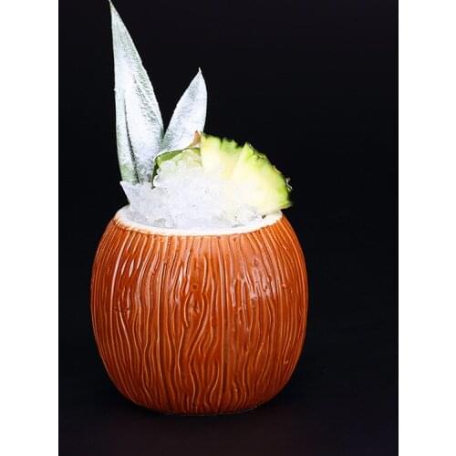 500ml Coconut Cup Ceramic Tiki Letter Mug Mixing Cocktail Cup Bar Drink Set Cold Drink Cup Wine Cup Flat Bottom Cup