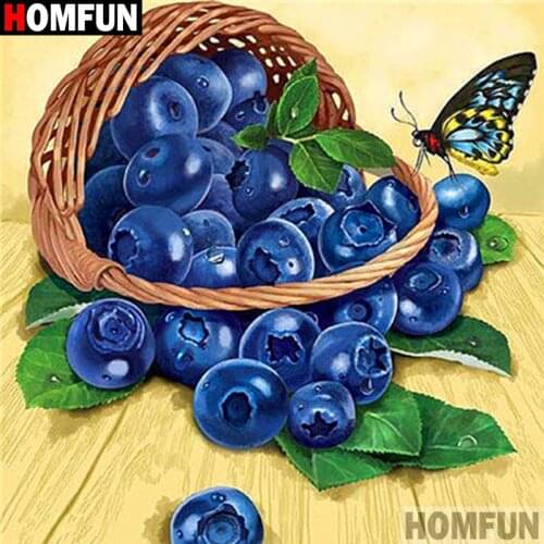 HOMFUN Full Square/Round Drill 5D DIY Diamond Painting "Blueberry butterfly"3D Diamond Embroidery Cross Stitch Home Decor A19848