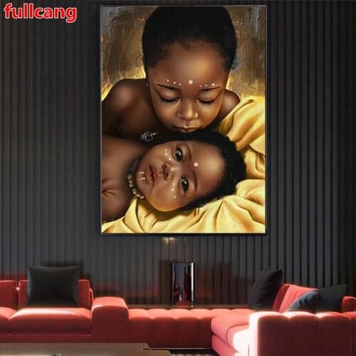 African Children Diy Diamond Painting Cross Stitch full drill 5D Diamond Embroidery mosaic pattern Needlework home decor JX2437
