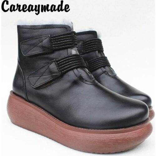Careaymade-New Leather,Pure Wool Warming Shoes,Sheepskin and Fur, Original Snow Shoes and Shoes for Women in Winter boots