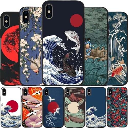 Art Japan black Phone Case For iPhone 12 11 XR XS Max 7 8 6 6S Plus 5 5S SE 2020 Back Cover For iPhone 11 Pro Shell