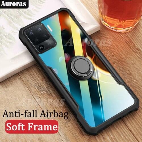 Auroras For OPPO Reno 5 Lite Case Anti-fall Airbag Shockproof Clear With Ring Soft Frame Cover For Reno5 Lite Case Find X3 Lite