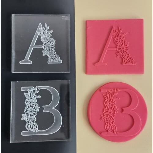Flora Letters Deluxe Stamp Cookie stamp Acrylic seal Deluxe Stamp Relief Stamper Cookie mould Stereoscopic pattern Mold