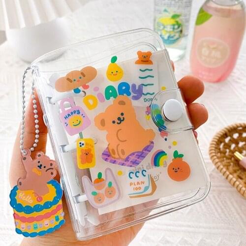 12*12cm Mini 3 Holes Diary Notebooks and Journals Transparent Pvc Waterproof DIY Loe-leaf Journal Notebook Small Bullets Journal