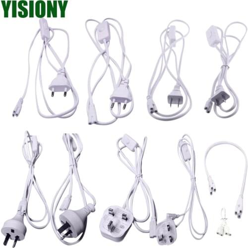 YISIONY US EU AU UK Plug T5 T8 Electrical Wire Connector with ON/ OFF Switch 20CM 30CM Power Cord Extension Cable For Tube light