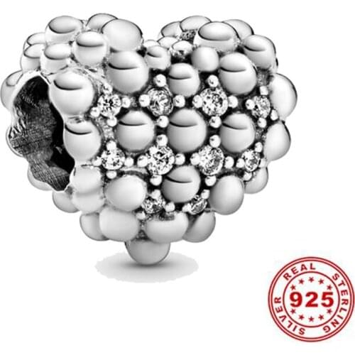 European Silver Color Cubic Zirconia Beads Sparkling Heart Charm Fit Original Pandora Bracelets Women Diy Jewelry Valentines Gi