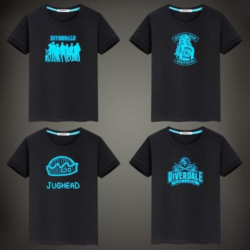 Riverdale Printed Fluorescent Luminous Men T-shirt 2021 Fashion Summer Black Cotton Short Sleeve T shirt Unisex O-neck Tops Tee