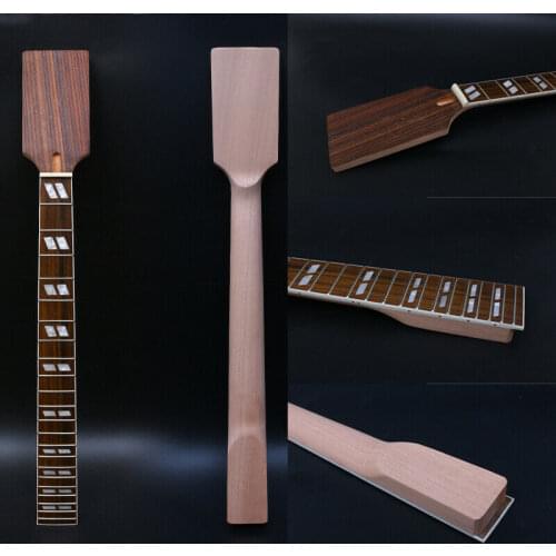 Fit Diy 22 Fret 25.5 inch Electric Guitar Neck Maple+Rosewood Fingerboard Hand-Made Unfinished