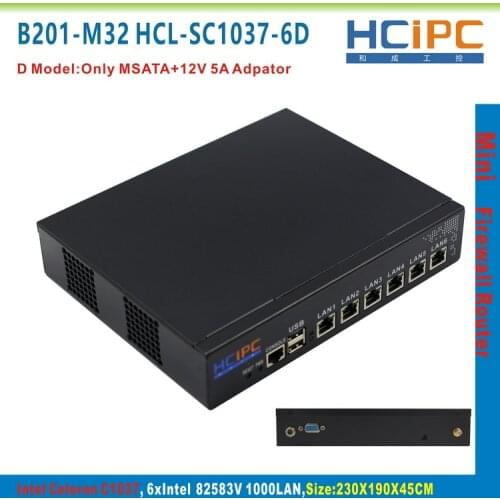 HCiPC B201-M32 HCL-SC1037-6D, Celeron C1037U 82583V 6LAN Mini Firewall Barebone,6LAN Mini Router,Mini PC,4LAN Motherboard
