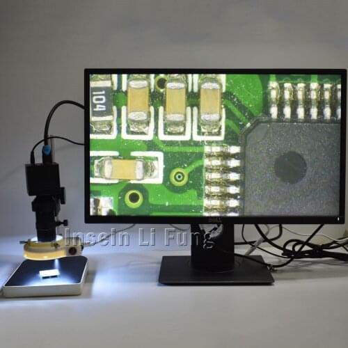 HD 1080P 2K WDR Industry Microscope HDMI Camera+8X-130X Adjustable Magnification Zoom C-mount Lens+LED Light Source+Holder