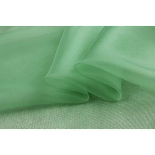 Howmay 100% pure silk fabric organza 6m/m 140cm 45" light green 20# solid color for costume decoration curtain
