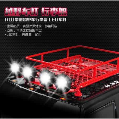 Simulation of climbing Wrangler Tamiya CC01 / D90 / SCX10 metal roof rack luggage rack with spotlights reticular light white LED