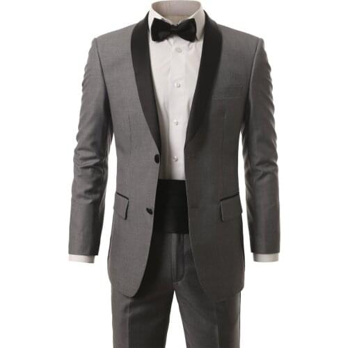 Custom Made Groomsmen Shawl Satin Lapel Groom Tuxedos two Buttons Men Suits Wedding Best Man (Jacket+Pants+Tie+Hankerchief) B862