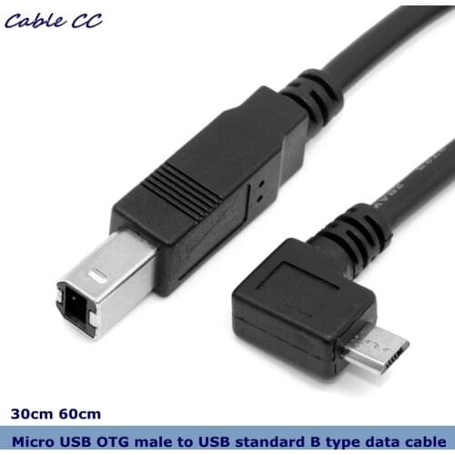 Micro USB 90 degree male to USB type B male data OTG cable connector for mobile flatbed scanner scanner: standard type B