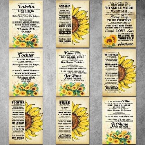 Canvas Painting Sunflower Inspirational Posters and Prints Wall Art Picture for Living Room Home Decor No Frame