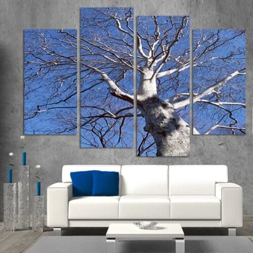 4 Panel Painting Canvas tree Wall Art Picture Home Decoration Living Room Canvas Print Modern Painting Unframed