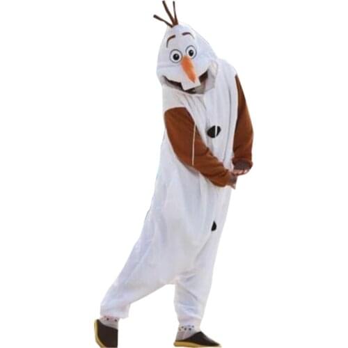 Kigurumi Anime Movie Olaf Pajamas Women Men Winter Warm Onesie Sleepwear Festival Funny Flannel Disguise Snowman Cosplay Costume