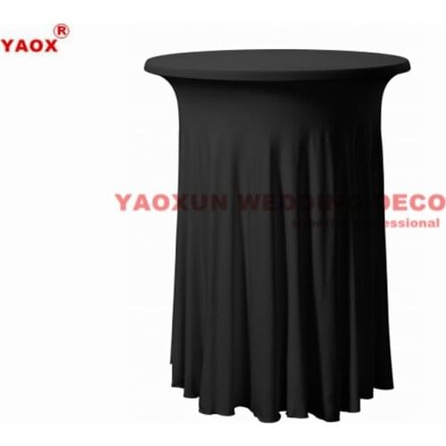 60 70 80cm Round Lycra Spandex Cocktail Table Cover With Wave Drapes Wedding Table Cloth For Event Party Decoration