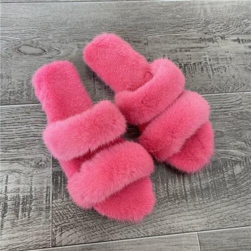 2021 Summer WomenS Plush Slippers Simple Style Is Popular In Europe And America Real Luxury Mink Making Mink Hair Sandals