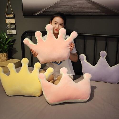 Cartoon Cute 2 Types Plush Crown Pillow Soft Stuffed Crown Cushion Sofa Bed Cushion For Girlfriend Birthday Gifts