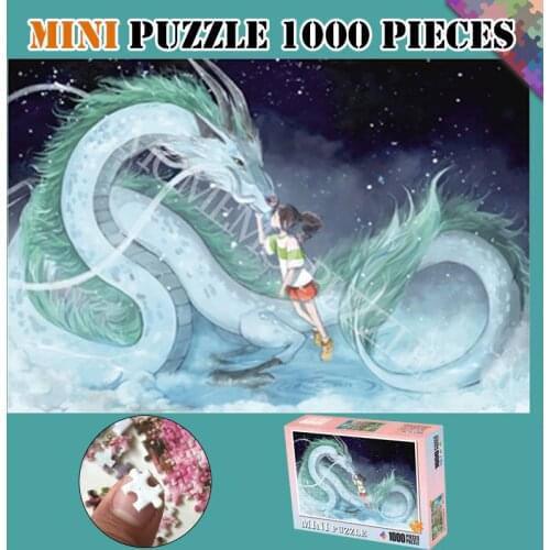 Mini Puzzle 1000 Pieces Wooden Puzzles Spirited Away Assembling Cartoon Anime Puzzles Toys for Adults Children Kids Games