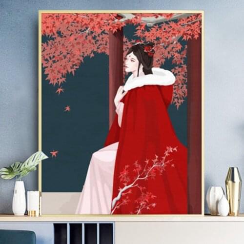 Painting By Numbers China Costume Girl Flower Paint By Numbers For Adults Portrait Home Decor Oil Painting Hand Paint Kit