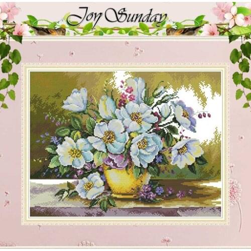 White Flower Painting Counted 11CT 14CT Cross Stitch Set DIY wholesale Chinese Cross-stitch Kit Embroidery Needlework home decor