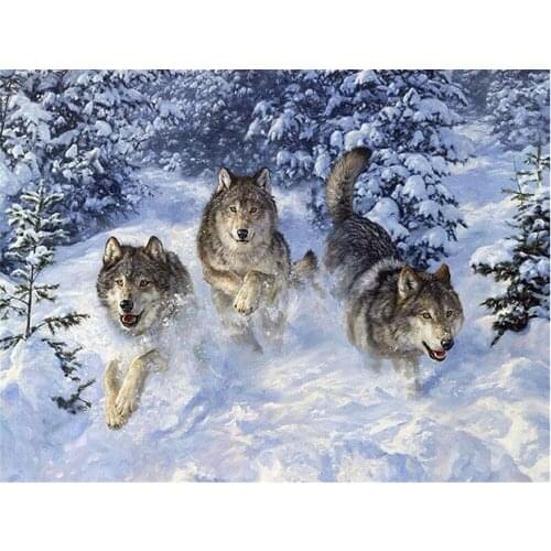 Wolf Animals Bead DIY Embroidery Cross Stitch 11CT Kits Craft Needlework Set Printed Canvas Cotton Thread Home Sale