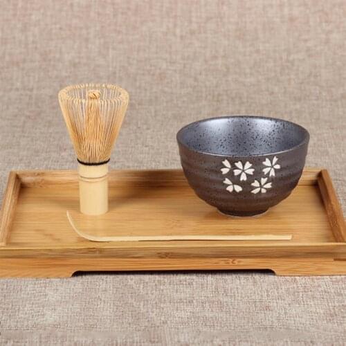 3 In 1 Tea Ceremony Matcha Ceramic Tea Bowl Bamboo Tea Scoop Matcha Whisk Japanese Teaware Tea Tool Bowl Set